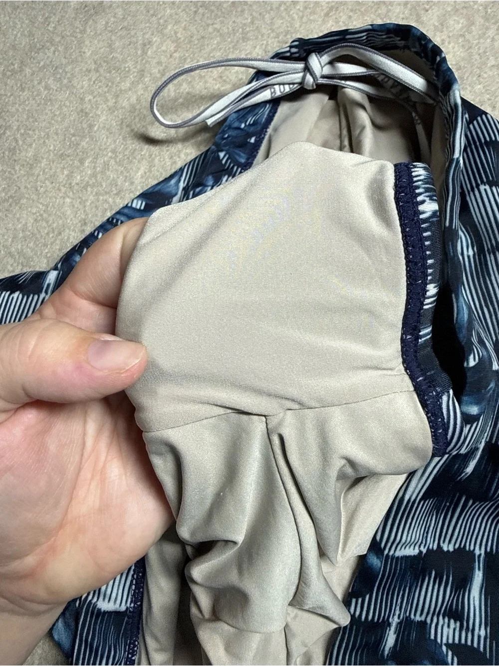 Navy Blue Tropical Leaf Women's Swim Bikini Bottoms